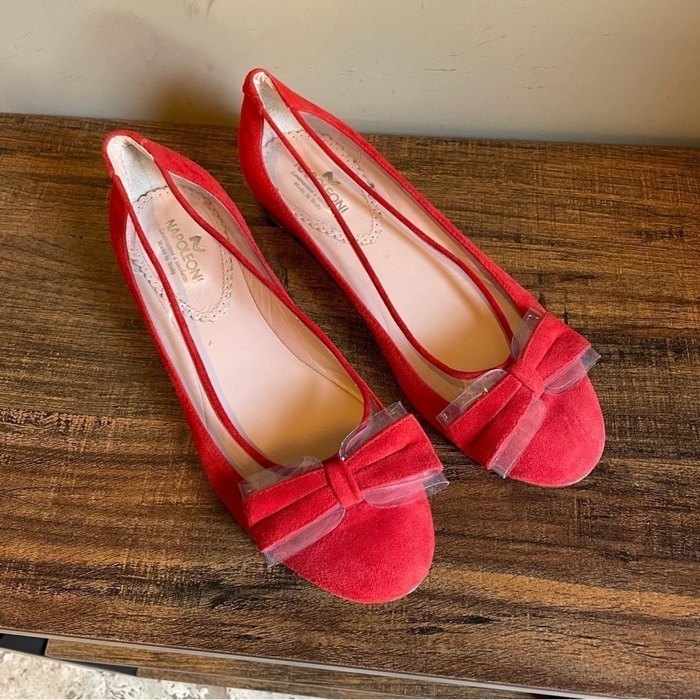 Napoleoni made in Italy red bow flats Size 37